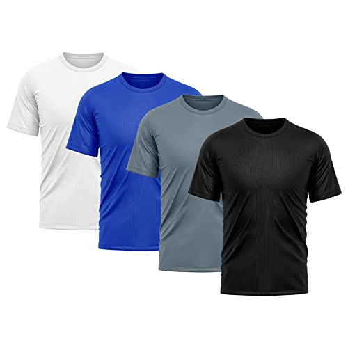 Kit 4 Camisetas Masculina Dry Fit Proteção Solar UV Básica Lisa Treino Academia Ciclismo Camisa, Tam