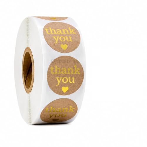 Image of 1500pcs Watercolor Thank You Stickers, Round Thank You Adhesive Sticker for Small Business Wedding Supplies Packing Stickers Gift Wrap (3, Thank You Stickers Golden)