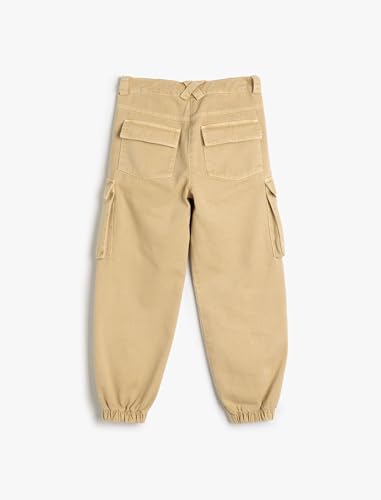 Jegging Jean cargo beige para niñas con bolsillos Koton 4