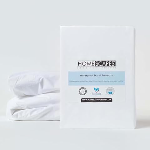 HOMESCAPES Super King Size wodoodporny ochraniacz na kołdrę, hipoalergiczny, przeciw roztoczom, zmywalny ochraniacz, certyfikat Öko-Tex, miękki i oddychający, z zamkiem błyskawicznym