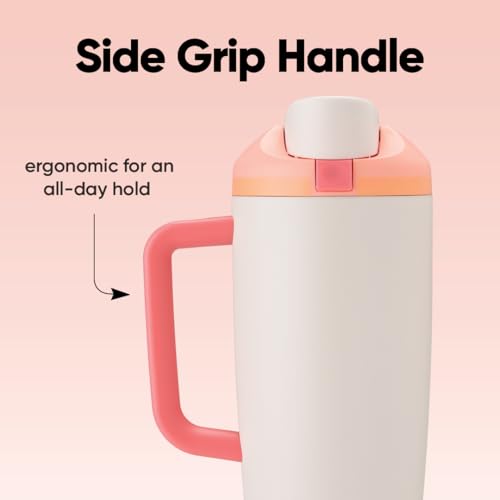 Image of Owala FreeSip Tumbler - Stainless Steel-40-oz.-Orange /Tan(Sparkling Sherbet) (Pack of 6)