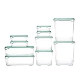 Conteneurs De Stockage Des Aliments En Plastique, Stockage Des Aliments Dans La Cuisine Avec Couvercle, Convient Aux Biscuits, Céréales, Conservation Des Fruits, Etc,Green 10 piece set