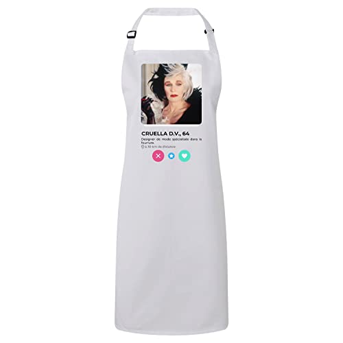 Tablier cuisine Cruella Dalmatien réglable avec grande poche imprimée
