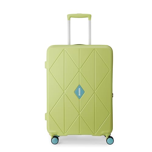 Image of American Tourister Qubiz | Check-in Trolley Bag (68 cm) | 360 8 Wheel Travel Luggage | Hard Case Polypropylene Suitcase | Recessed Combination Lock | Lime /Turquoise