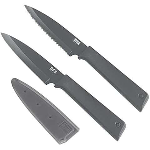 KUHN RIKON COLORI+ Set Rüstmesser gerade Klinge und gezackte Klinge Cover
