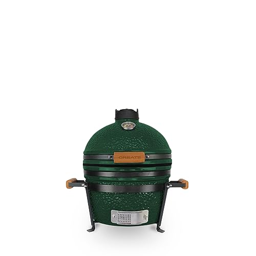 CREATE/BBQ KAMADO/Smoker-Grill aus Keramik, Grün 16' / Grillen, Räuchern, Kochen, Temperaturregler, Transportierbar, niedriger Verbrauch