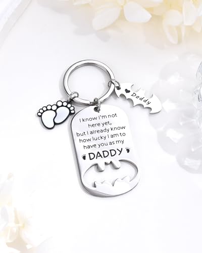 Image of Father Keychain, Batman Keychains for New Dad Step Dad Grandpa Son, Fathers Day Birthday Gift for Daddy from Daughter
