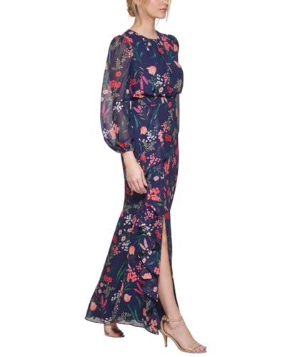 Eliza J Womens Balloon Sleeve High Neck Cascade Maxi Dress2