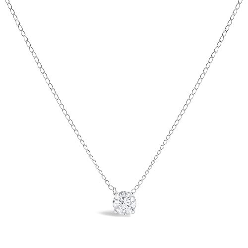 Haus of Brilliance 14K White Gold Floating 1/2 Cttw Lab Grown Diamond Solitaire Pendant Necklace - 18" Inches