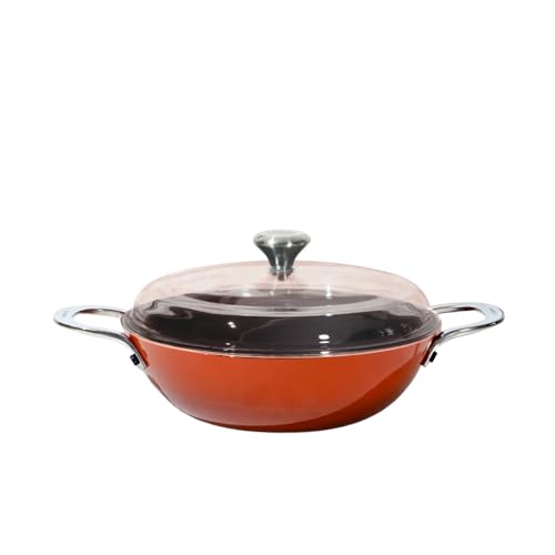 Image of CUMIN CO. Enamel Cast Iron Kadai LITE with Lid | 4L, 28 cm |5 Years Warranty | Non Toxic Heavy Bottom Kadhai for Frying | Induction & Gas Compatible | Chemical Free Coating | Color: Rust