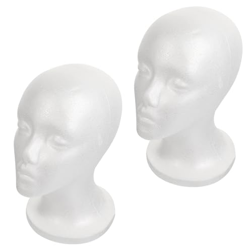 Lurrose 2piezas Cabeza Maniquí Femenina de Espuma para Pelucas Soporte Ligero para Estilismo y Exhibición de Sombreros y Accesorios