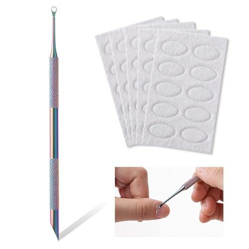 Juego de quitacutículas de acero inoxidable con 5 almohadillas de lima de uñas (10 unidades cada uno), para eliminar las cutículas y el cuidado de las uñas