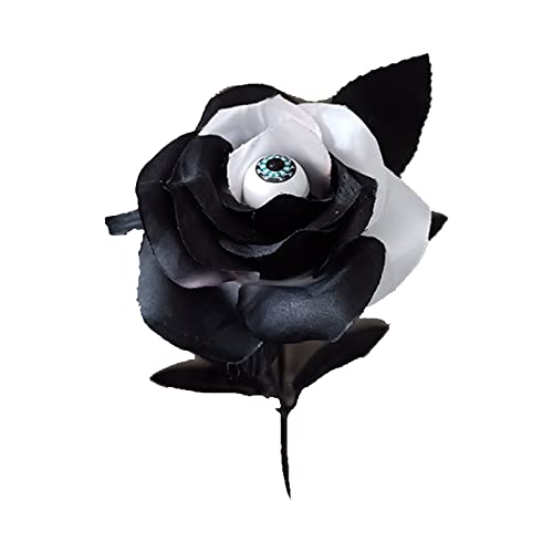 Liuyoyo Roses sanglantes artificielles, fausses roses noires avec boules d'œil, bouquets de roses artificielles en soie, 40 cm Cover