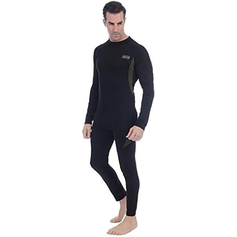 Apanphy® Men's Thermal Underwear Camouflage Set Professional Breathable Quick Dry Fleece Lined Winter Thermals Long Sleeve Top Johns for Outdoor Sports Black Cover