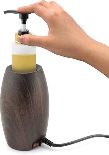 Elitzia Massage Oil Warmer Lotion Warmer 131°F Constant Temperature with Plastic Pump Bottles Massage Oil Heater for Creams Gels & Essential Oils ETOH843N (Nut Color)