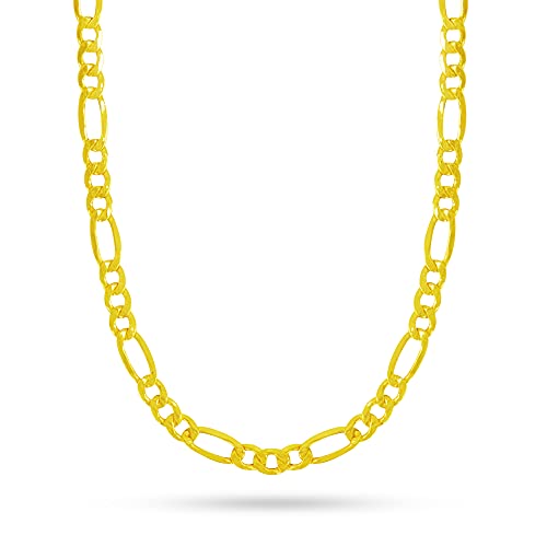 PORI JEWELERS 14K Yellow Gold 2.5mm, 3.5mm, 4.5mm, or 5.5mm Figaro Link Chain Necklace- Made in Italy- Multiple Lengths Available ( 4.5MM, 8 Inch )