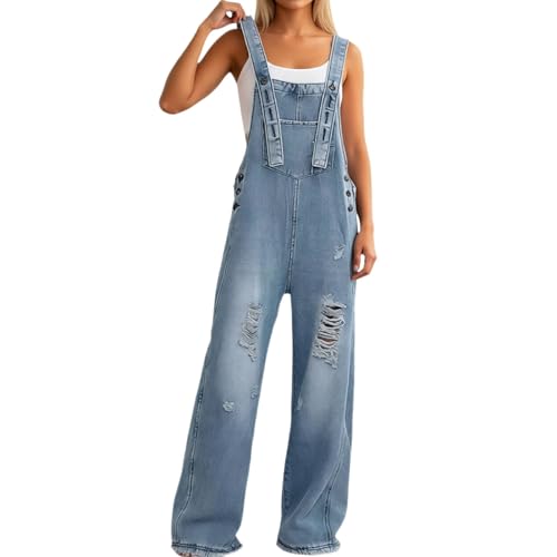 Peto vaquero holgado para mujer con pernera ancha, ideal para un look casual diario