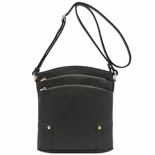 Image of ALYSSA Triple Zip Pocket Large Crossbody Bag