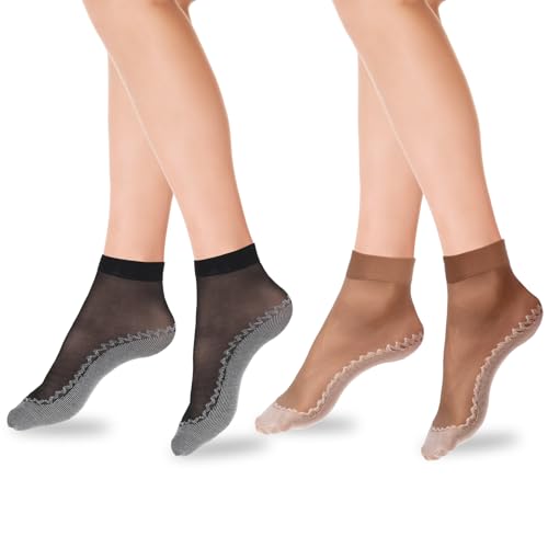 Image of InnoHHustle Sheer Socks, 12 Pairs Nylon Socks for Women Sheer Ankle Sock Women Ankle Stockings Silk Sock