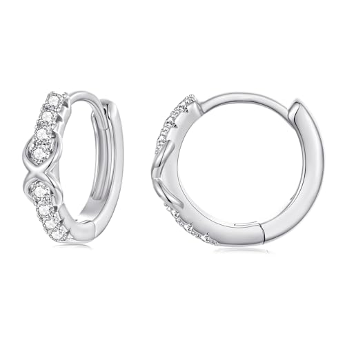Image of BISAER Silver Huggie Hoop Earrings for Women, 925 Sterling Silver Post Star Small Hoop Earrings Hypoallergenic Lightweight Everyday Jewelry Gift Cute