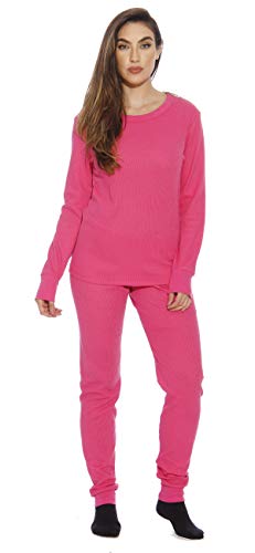 Just Love 95862-Pink-L Women's Thermal Underwear Pajamas Set Base Layer Thermals