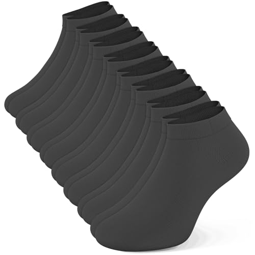 easetoe Calcetines tobilleros para hombre, 8 pares de calcetines de algodón de primera calidad, antideslizantes, casuales, de corte bajo, Gris oscuro, 10.5-13