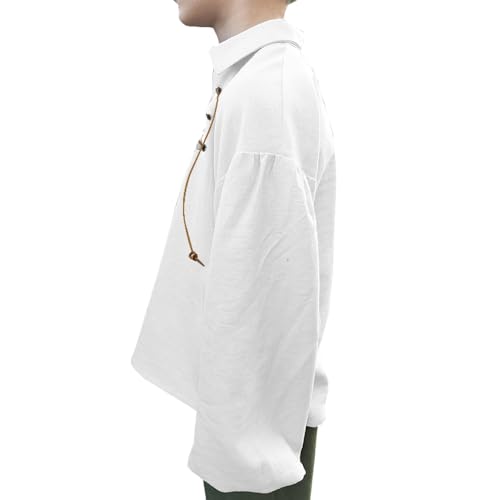 DRHOM Boys Medieval Pirate Shirt V Neck Ruffled Long Sleeve Renaissance Viking Victorian Gothic Tops4