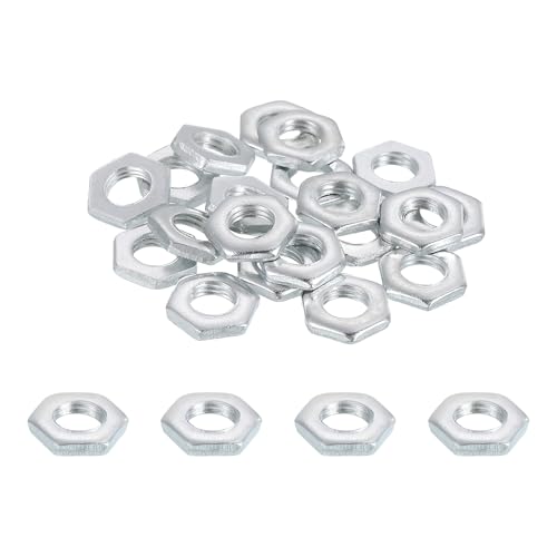 PATIKIL M6x0.75x2mm Steel Hex Nuts, 25Pcs Metric Fine Thread Carbon Steel Zinc Plated Finished Hardware Screw Nuts Fasteners for Machinery Manufacturing, Industrial Use, 10mm Width
