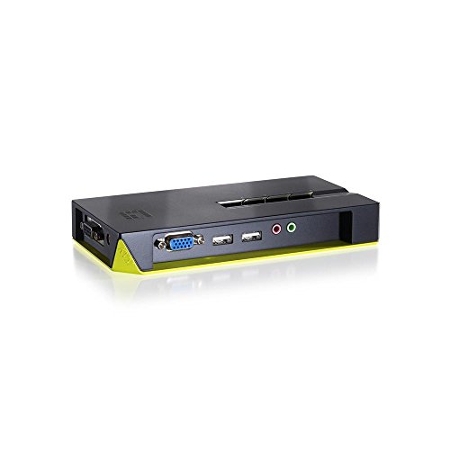 LevelOne KVM-0421 commutateur écran, clavier et souris Noir, Vert - Commutateurs écran-clavier-souris (2048 x 1536 pixels, USB, USB, VGA, Casque de 3,5 mm, 3.5mm mic, USB A, VGA (D-Sub), USB Type-A)