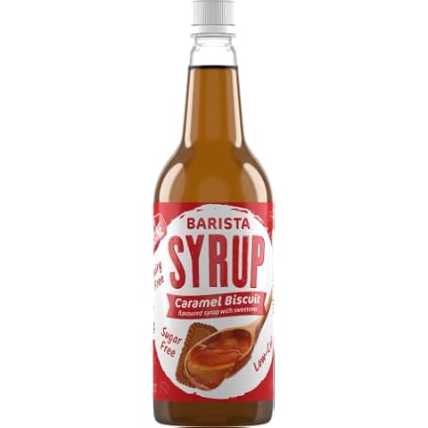Fit Cuisine Coffee Syrups - Barista Syrup for Coffee Drinks, Coffee Flavours, Low Calorie, Sugar Free (Caramel Biscuit Syrup - 1 Litre) Cover