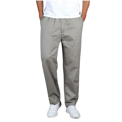 Cargo Pants for Men Drawstring Zipper Pockets Trousers Solid Color Elastic Waist Cargo Pants Casual Trousers