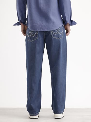 Image of WROGN Men's Pure Cotton Jeans | Solid | Loose Fit