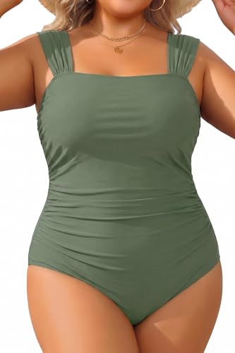 Image of Aqua Eve Womens Plus Size One Piece Swimsuit- Tummy Control Bathing Suit Full Coverage Swimwear