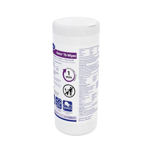 Image of Oxivir Diversey 5388471 Tb Disinfectant Medium Wipes, Accelerated Hydrogen Peroxide Based Cleaner Disinfectant, Ready-to-Use, Unscented, 60-Wipes, 1 Slim Canister (Pack of 12)