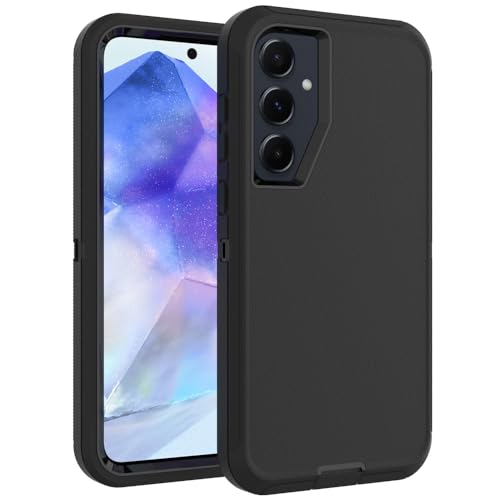 Image of Case for Galaxy A55, Heavy-Duty Tough Rugged Shockproof Drop Protective Cover Cases for Samsung Galaxy A55, Black