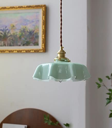 Lámpara colgante de cristal retro verde e iluminación creativa de techo 8
