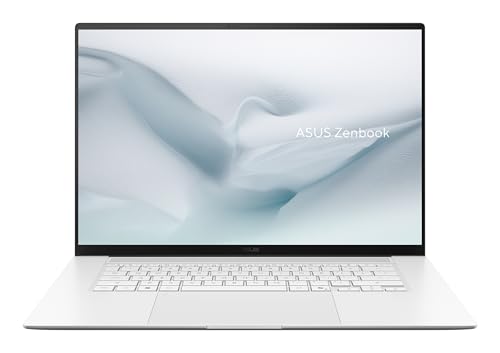 ASUS Zenbook S16 OLED UM5606GA-SR340W Copilot+ PC - Ordenador Portátil 16' 3K 120Hz (AMD Ryzen AI 9 465, 32GB RAM, 1TB SSD, Radeon 880M, Windows 11 Home) Blanco Escandinavo - Teclado QWERTY español