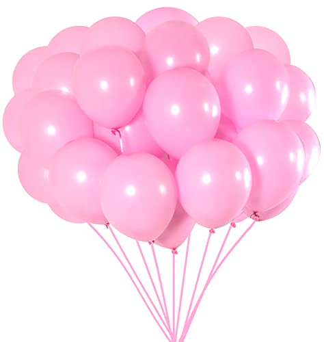 Image of Jonhamwelbor Pink Balloons 12 Inch 100 Pack Light Pastel Pink Latex Party Balloons Wedding Girl Sweet Birthday Bride Baby Shower Party Decorations