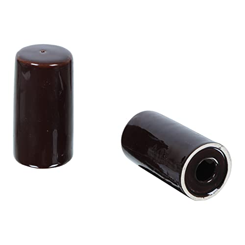 Image of QIMACPLUS Handcrafted Ceramic Salt and Pepper Shaker Set of 2 | Perfect Pour Holes for Kitchen, Dining Table, Picnic, Office, Restaurant, and Hotel (Brown)