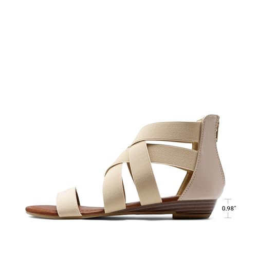 Image of DREAM PAIRS Women's Elastic Ankle Strap Sandals Gladiator Strappy Low Wedges Sandals