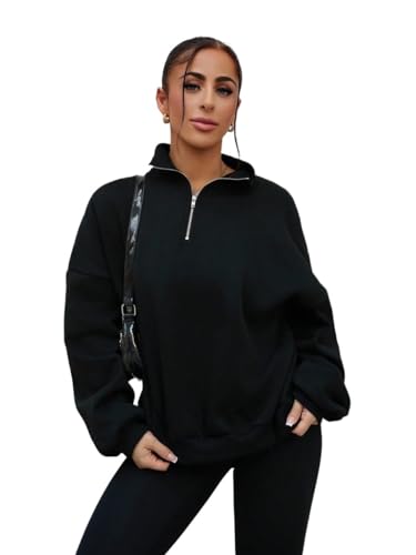 Women's Zip Sweatshirt Fit Back Autumn Winter Cosy Fall Cute