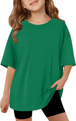 Image of ZDC Girls Short Sleeve T Shirts Kids Summer Oversized Tops Trendy Crewneck Basic Tees 5-14 Years