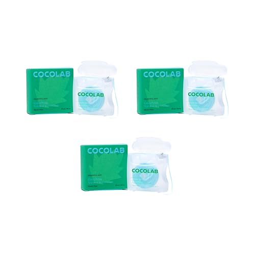 Cocofloss Expanding Woven Dental Floss by Cocolab, Waxed Tooth Floss for Daily Oral Care, Coconut Oil Infused, Vegan, for Adults and Kids, Mint Scent, 3 Pack