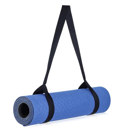 Lnngub Correa de transporte, esterilla de yoga, correa negra de poliéster, 38 mm x 1,5 m, ajustable, correa multiusos para esterilla de yoga, esterilla de gimnasia, esterilla de entrenamiento