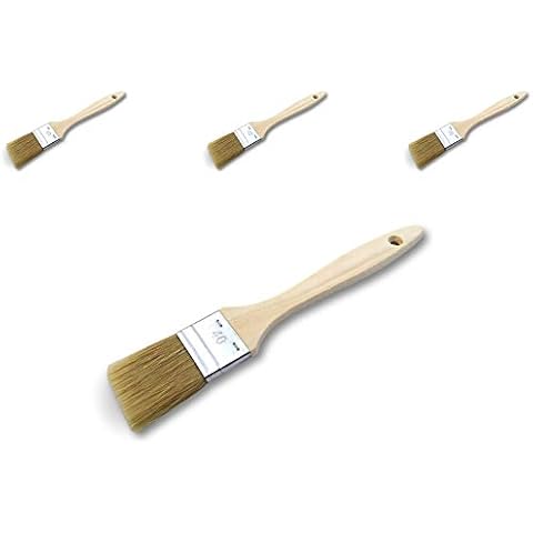 KIBROS 320_40ccx3 | Set of 3 | Cod Tail Brush | White Silk | Width 40 mm | Disposable Unit | Multi Support | Acrylic Paint Varnish Enamel Glue Stain Resin Primer Cover