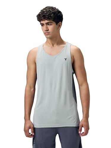 Image of TECHNOSPORT Men's Solid Slim Fit Scoop Neck Sports Innerwear Vest with TECHNOCOOL+ Quick Dry Anti Odour Anti Microbial 2 Way Stretch Soft & Smooth Activewear
