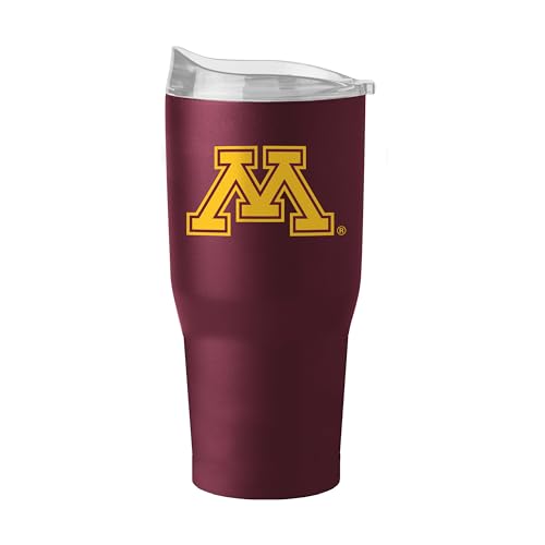 Logo Brands NCAA Minnesota Golden Gophers 30 oz Powder Coat Tumbler - Double-Wall, Vacuum-Insulated Stainless Steel With High-Lip Slider Lid–Keeps Drinks Hot Or Cold For Hours