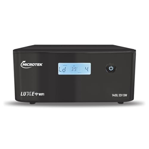 Microtek Luxe WiFi Inverter 1400, 12V Pure Sine Wave | Remote App Control | Battery Status Notifications | 80V-290V Input Voltage | Turbo Charging | f