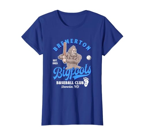 Funny Bigfoot Baseball Retro Minor League Baseball Team T-Shirt, Women, Royal Blue, Large