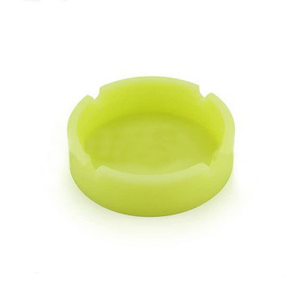 Silicone ashtrays,high temperature and heat resistance, round design ashtrays, long-lasting glow in the dark (Yellow)